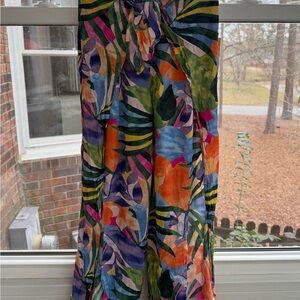 NWT Kona Sol Multicolor Tropical Wide Leg Side Slit Pants Sz S